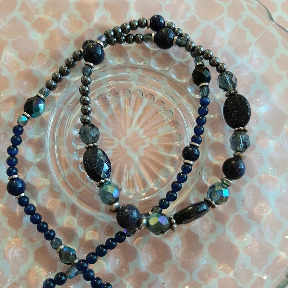 Handmade goldstone and hematite necklace - Picture 2 of 3